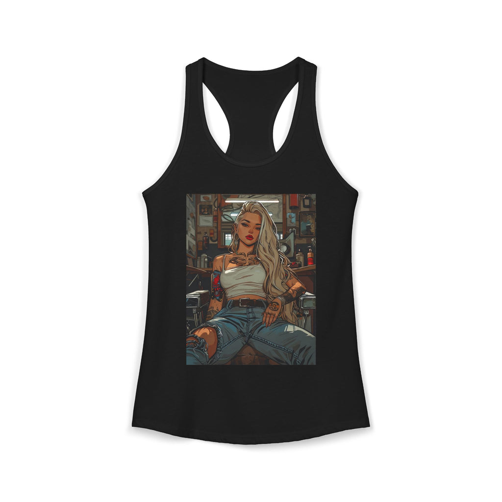 Sitting Pretty: Unbothered — Lady Barber Racerback Tank